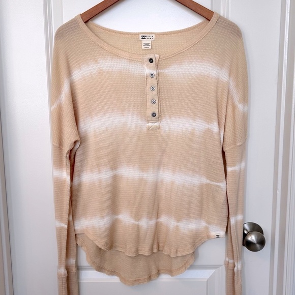 Billabong Beige Striped Women's Thermal Top - Picture 1 of 4